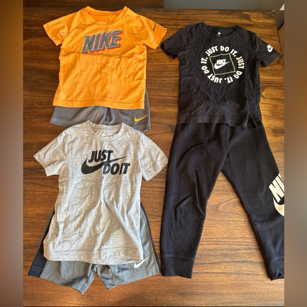 6 Nike Boys Size 4t 3 T-Shirts, 2 Shorts & Sweatpant Set